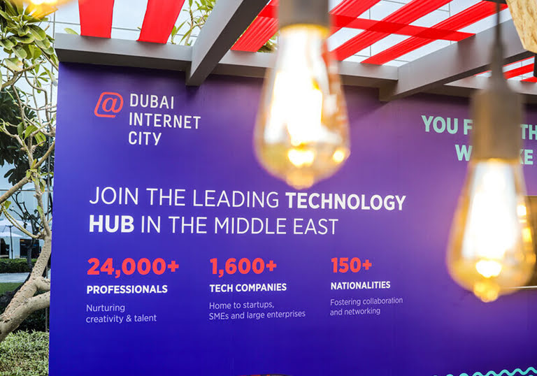 Step Conference 2022 showcasing startup support in Dubai Internet City.