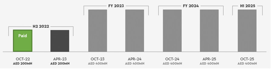 TECOM Group FY 2022 Dividend Payment Schedule Chart